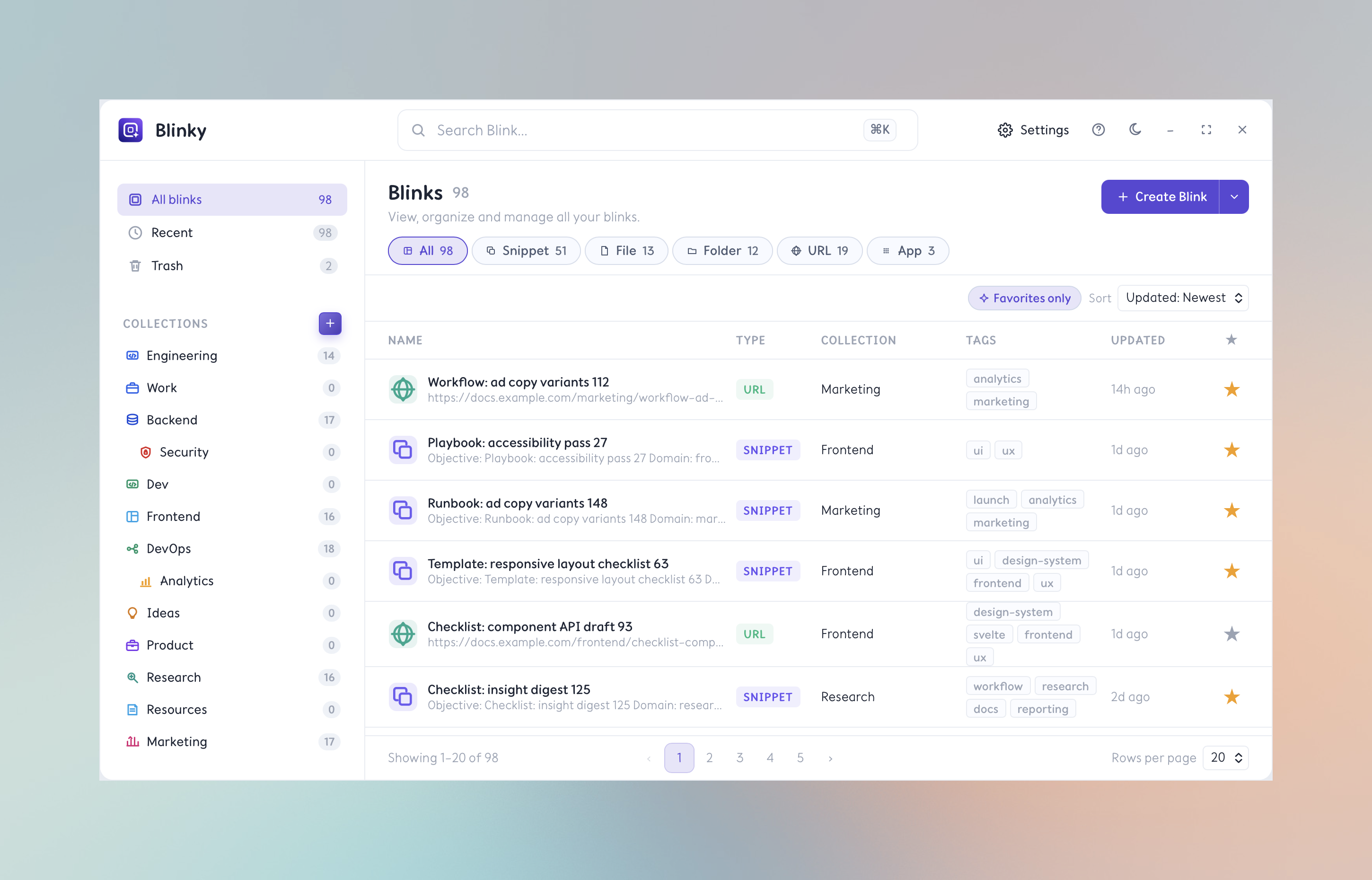 Blinky Open Library screenshot